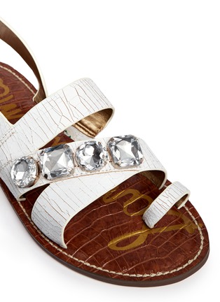 Detail View - Click To Enlarge - SAM EDELMAN - 'Dailey' jewel cracked leather strappy sandals