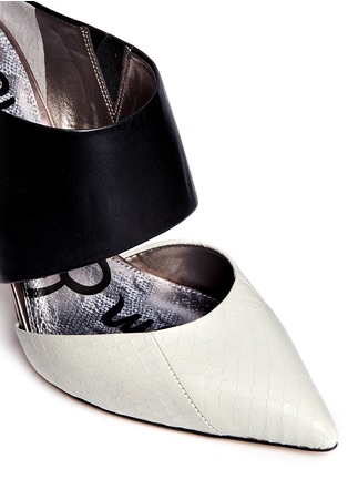 Detail View - Click To Enlarge - SAM EDELMAN - 'Monroe' colourblock faux python leather mules
