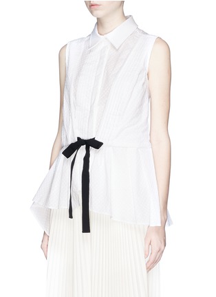 Front View - Click To Enlarge - ERDEM - 'Daphne' embroidery peplum sleeveless shirt