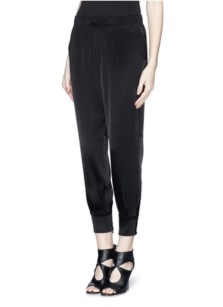 Front View - Click To Enlarge - ST. JOHN - Zip cuff liquid satin cropped pants