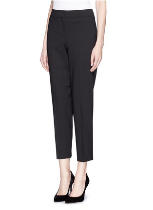 Front View - Click To Enlarge - ST. JOHN - 'Emma' hopsack pleat cropped pants