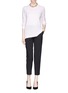 Figure View - Click To Enlarge - ST. JOHN - 'Emma' hopsack pleat cropped pants
