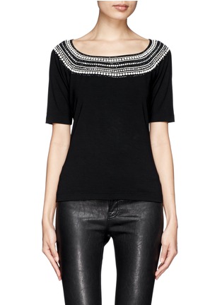 Main View - Click To Enlarge - ST. JOHN - Scoop neckline stretch jersey T-shirt