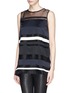 Front View - Click To Enlarge - ST. JOHN - Charmeuse stripe organza sleeveless tunic