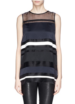 Main View - Click To Enlarge - ST. JOHN - Charmeuse stripe organza sleeveless tunic