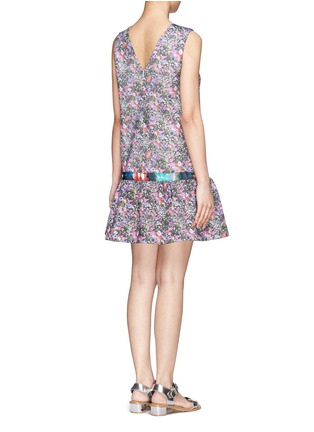 Back View - Click To Enlarge - MSGM - Floral print drop-waist mesh dress