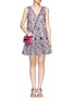 Figure View - Click To Enlarge - MSGM - Floral print drop-waist mesh dress
