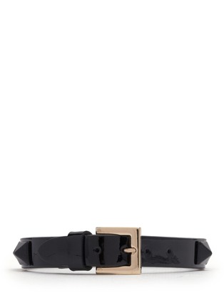 Back View - Click To Enlarge - VALENTINO GARAVANI - 'Rockstud' patent leather skinny bracelet