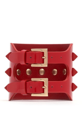 Back View - Click To Enlarge - VALENTINO GARAVANI - 'Rockstud' wide patent leather bracelet