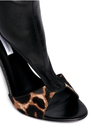 Detail View - Click To Enlarge - DIANE VON FURSTENBERG SHOES - 'Uffie' leopard print calf hair sandal boots