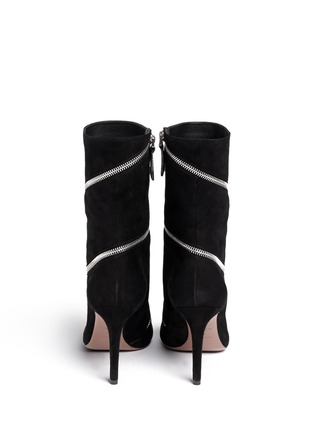 Back View - Click To Enlarge - ALAÏA - Spiral zip suede boots