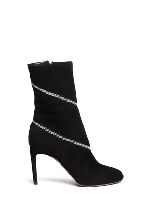 Main View - Click To Enlarge - ALAÏA - Spiral zip suede boots