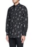 Front View - Click To Enlarge - PAUL SMITH - Music note print cotton poplin shirt