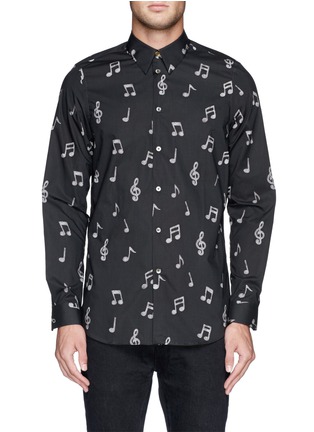 Main View - Click To Enlarge - PAUL SMITH - Music note print cotton poplin shirt