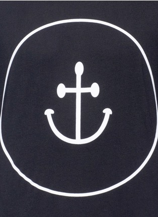 Detail View - Click To Enlarge - INSTED WE SMILE - 'Smiley Face Anchor' velvet flock print T-shirt