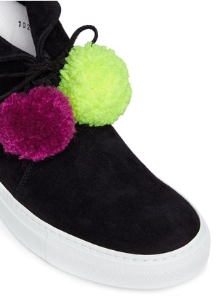 Detail View - Click To Enlarge - JOSHUA SANDERS - Pompom lace-up suede sneaker boots