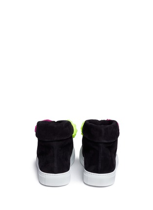 Back View - Click To Enlarge - JOSHUA SANDERS - Pompom lace-up suede sneaker boots