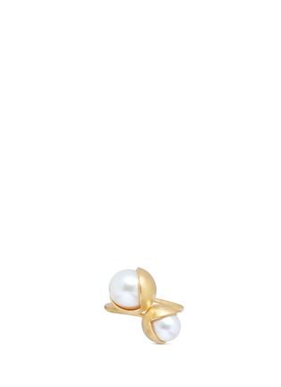 Figure View - Click To Enlarge - BELINDA CHANG - 'Fruity' 18k yellow gold plated double pearl ring