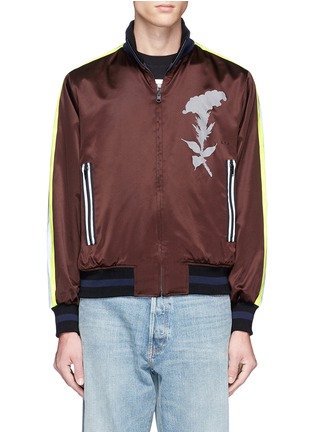 Main View - Click To Enlarge - SAAM1 - 3M reflective rooster print silk satin reversible track jacket