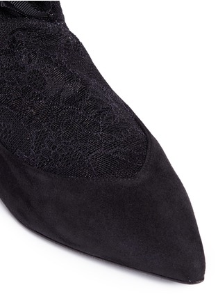 Detail View - Click To Enlarge - STELLA LUNA - Cinched lace sock suede flats