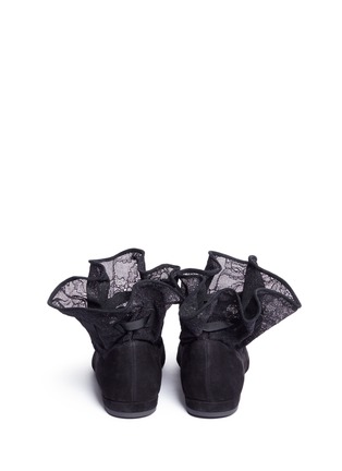 Back View - Click To Enlarge - STELLA LUNA - Cinched lace sock suede flats