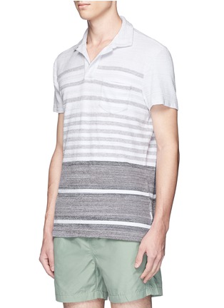 Front View - Click To Enlarge - ORLEBAR BROWN - 'Terry' stripe cotton towelling polo shirt