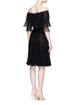 Back View - Click To Enlarge - ALEXANDER MCQUEEN - Ruffle netted mesh off-shoulder dress