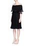 Front View - Click To Enlarge - ALEXANDER MCQUEEN - Ruffle netted mesh off-shoulder dress