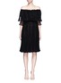 Main View - Click To Enlarge - ALEXANDER MCQUEEN - Ruffle netted mesh off-shoulder dress