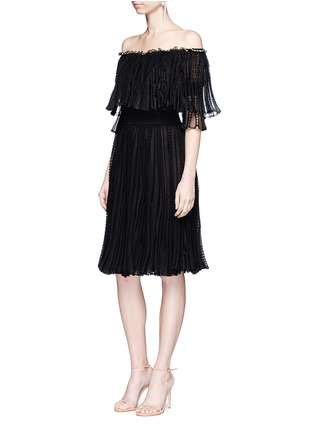 Figure View - Click To Enlarge - ALEXANDER MCQUEEN - Ruffle netted mesh off-shoulder dress