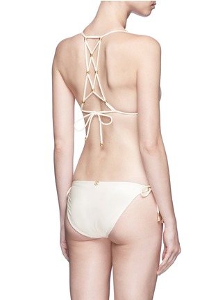 Back View - Click To Enlarge - VIX - 'Lucy' 24k brushed gold bead tie bikini bottoms
