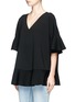 Front View - Click To Enlarge - VALENTINO GARAVANI - Flare ponte knit top