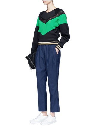Figure View - Click To Enlarge - STELLA MCCARTNEY - Lace trim colourblock sweatshirt