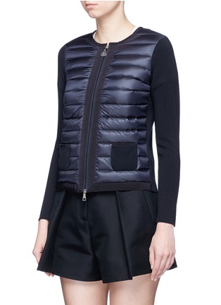 Front View - Click To Enlarge - MONCLER - 'Maglia Tricot' patch pocket quilted down knit jacket