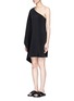 Front View - Click To Enlarge - ROSETTA GETTY - One-shoulder cape sleeve dress