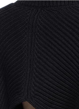 Detail View - Click To Enlarge - ROSETTA GETTY - Cropped back wool-cashmere rib knit sweater