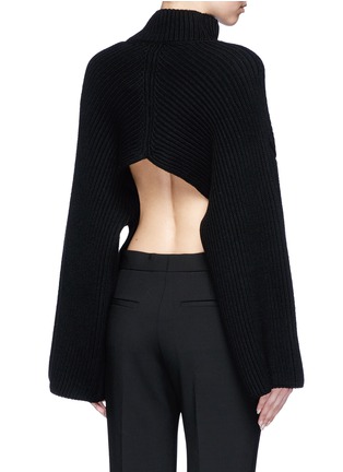 Back View - Click To Enlarge - ROSETTA GETTY - Cropped back wool-cashmere rib knit sweater