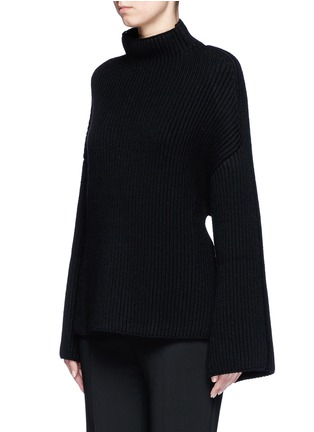 Front View - Click To Enlarge - ROSETTA GETTY - Cropped back wool-cashmere rib knit sweater
