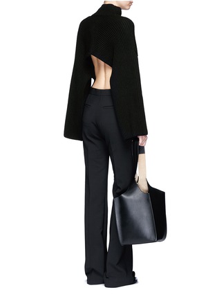 Figure View - Click To Enlarge - ROSETTA GETTY - Cropped back wool-cashmere rib knit sweater