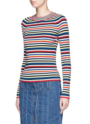 Front View - Click To Enlarge - ROSETTA GETTY - Stripe Merino wool rib knit sweater