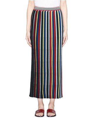 Main View - Click To Enlarge - ROSETTA GETTY - Stripe rib knit Merino wool maxi skirt