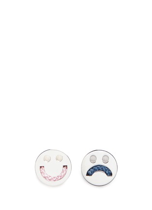Main View - Click To Enlarge - RUIFIER - 'Happy Sad' sterling silver cord stud asymmetric earrings