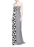 Front View - Click To Enlarge - MONSE - Contrast geometric print strapless silk gown