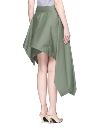Back View - Click To Enlarge - MONSE - Asymmetric hem cotton twill skirt