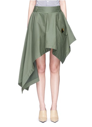 Main View - Click To Enlarge - MONSE - Asymmetric hem cotton twill skirt