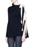 Front View - Click To Enlarge - MONSE - Tie open sleeve wool blend sweater