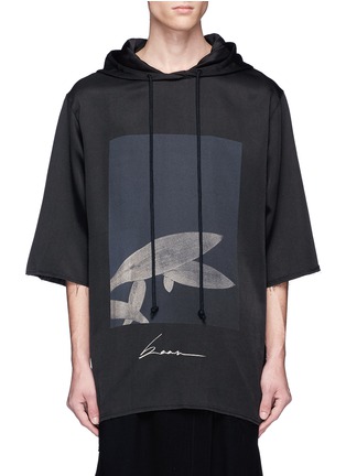 Main View - Click To Enlarge - SONG FOR THE MUTE - 'Beau' print raw edge hoodie