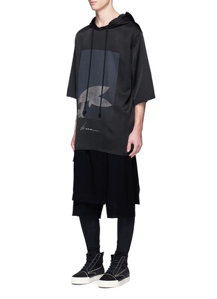 Figure View - Click To Enlarge - SONG FOR THE MUTE - 'Beau' print raw edge hoodie
