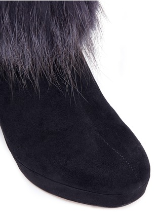 Detail View - Click To Enlarge - APERLAI - 'Amanda' rabbit fur trim suede ankle boots