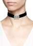 Figure View - Click To Enlarge - KENNETH JAY LANE - Glass crystal pavé velvet choker necklace